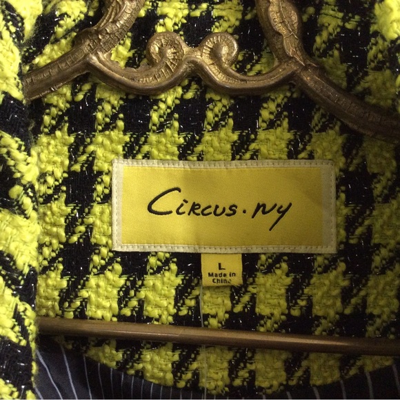 NWT Circus NY unique funky bold Sulphur Spring Houndstooth Blazer Bomber - Picture 12 of 16